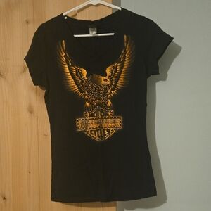 Harley-Davidson Black Tee with Gold Eagle Graphic